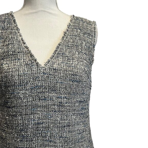 Rebecca Taylor‎ Sleeveless Tweed Ruffle Hem Sheath Dress Size 8 - Picture 4 of 13